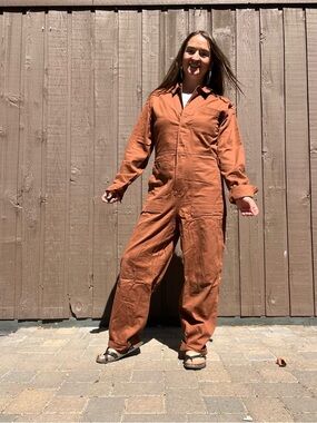 STOIC Rust Brown Utility Jumpsuit Coveralls Boilersuit Womens Medium Festival